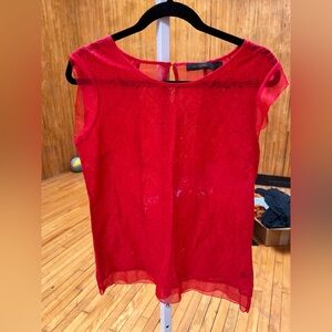The Limited Red Sheer Sleeveless Blouse